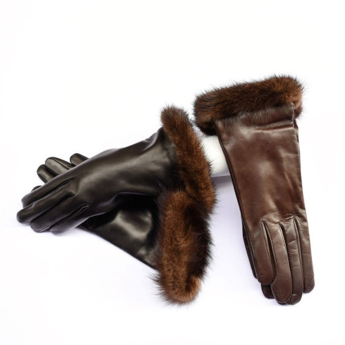 Lambskin leather gloves cashmere lined