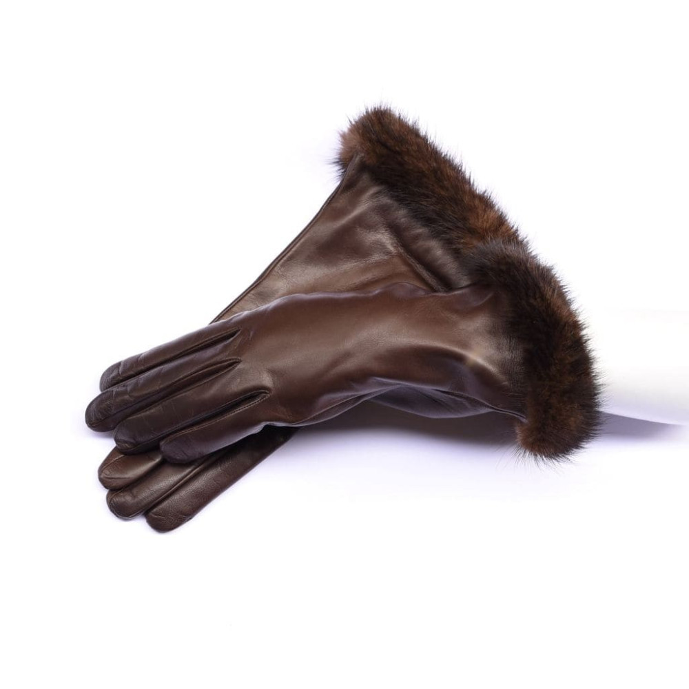 Guanti in pelle foderati in cashmere