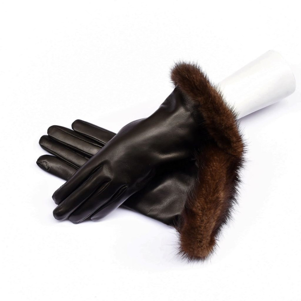 Lambskin leather gloves cashmere lined