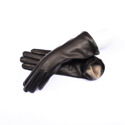 Guanti in pelle lunghi foderati in cashmere