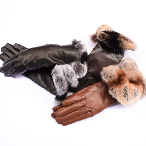 Lambskin leather gloves cashmere lined