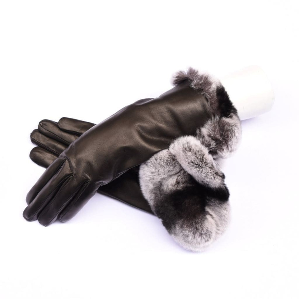 Guanti in pelle foderati in cashmere