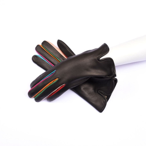 Kidskin leather gloves cashmere lined colored fingers