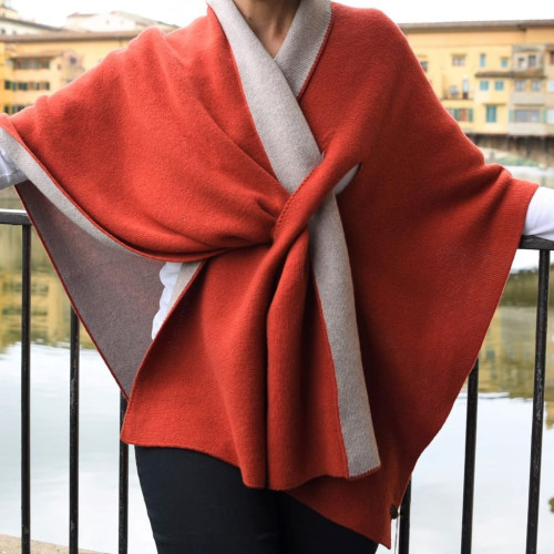 Mantella reversibile in misto cashmere