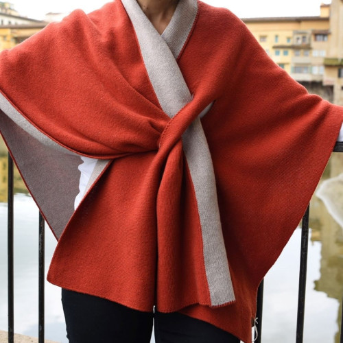 Mantella reversibile in misto cashmere