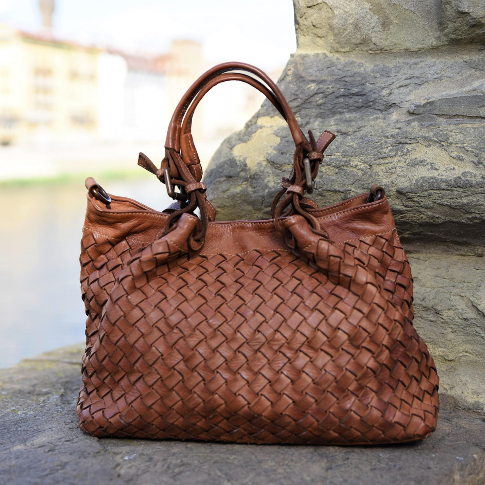 woven leather bag