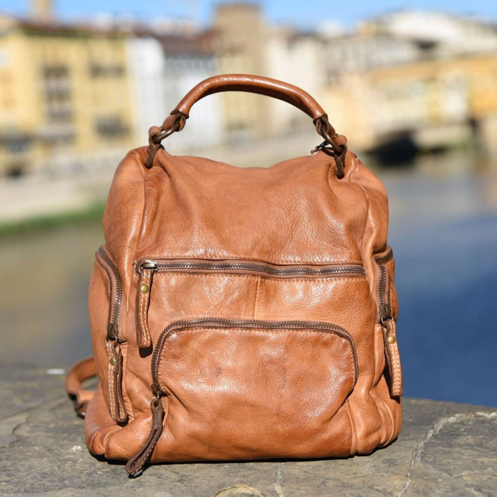 Distressed Leather Bag Color light Brown