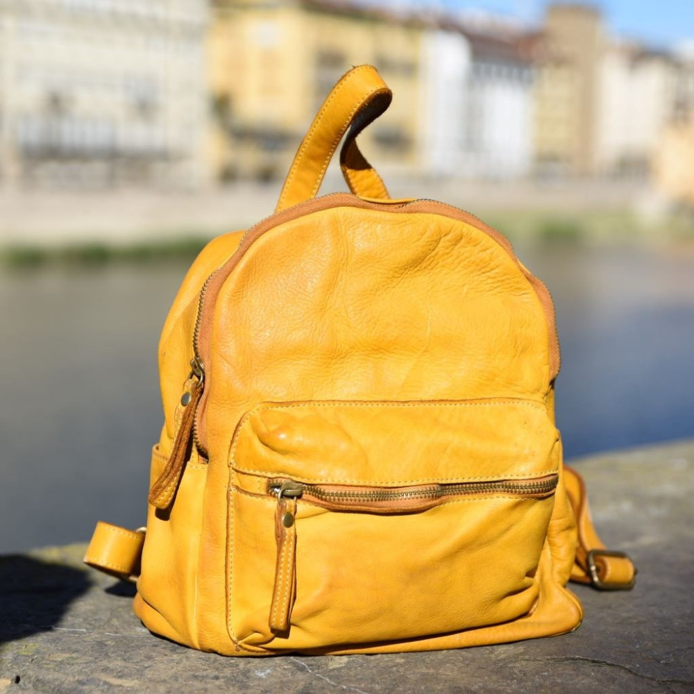 distressed leather backpack