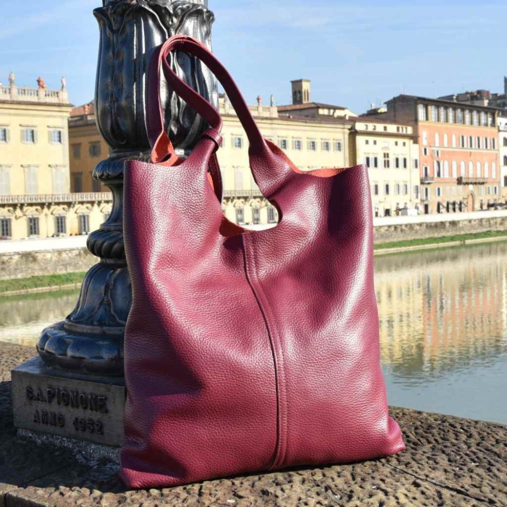 Leather shopping bag