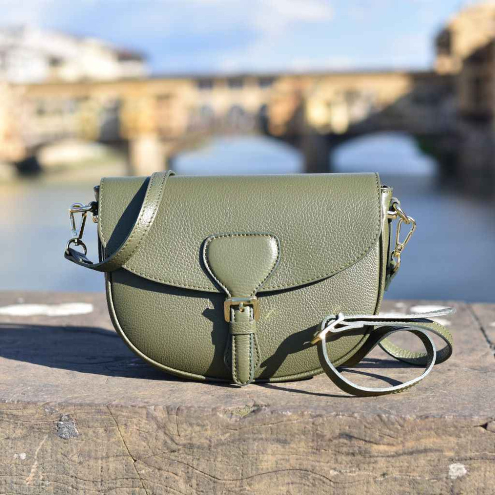 Calf Leather handbag Color Olive Green