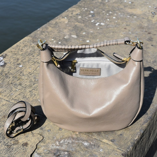 Calf Leather handbag Color Taupe