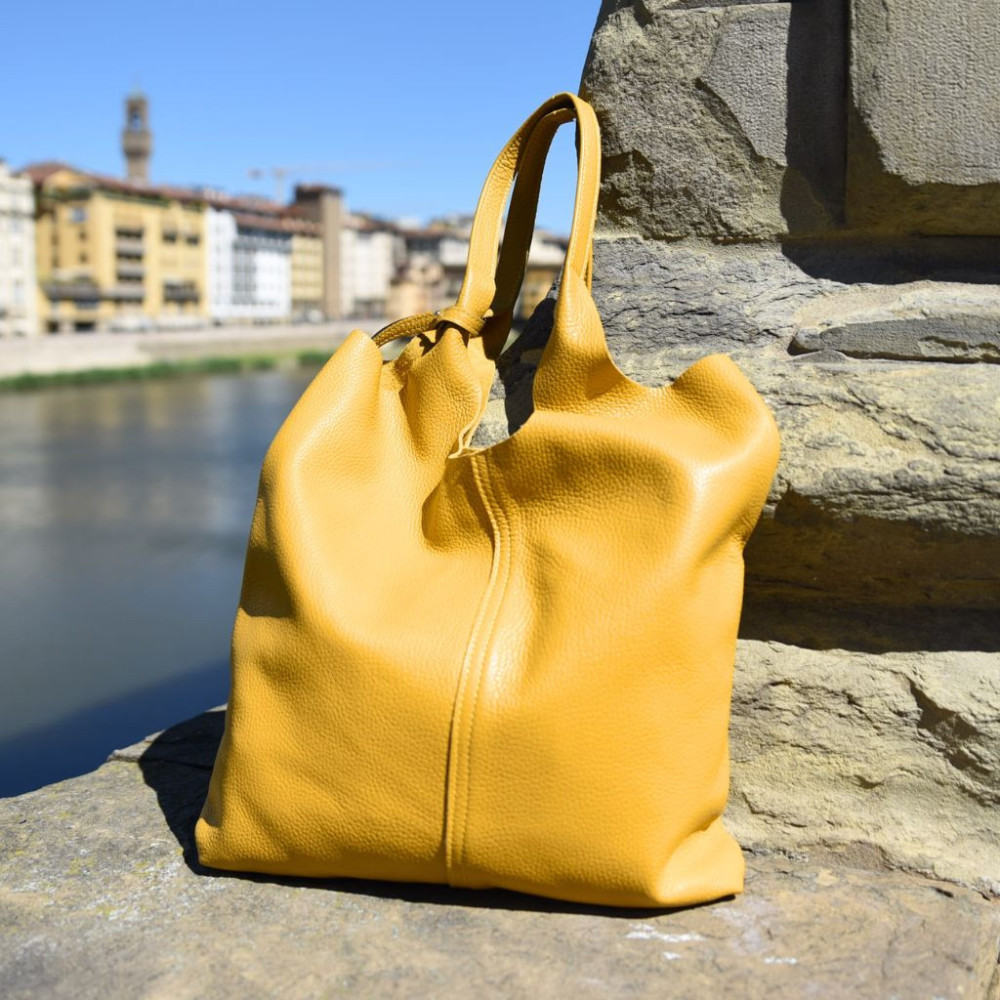Leather shopping bag