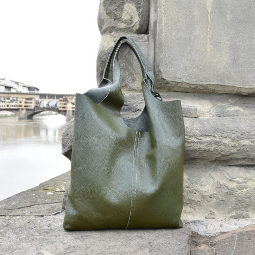 Leather shopping bag