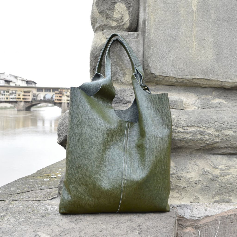 Leather shopping bag