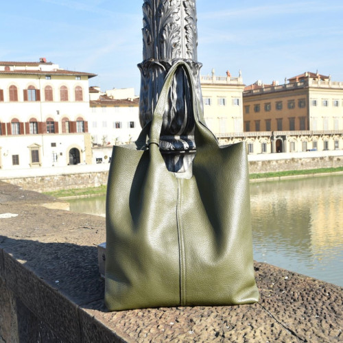 Leather shopping bag