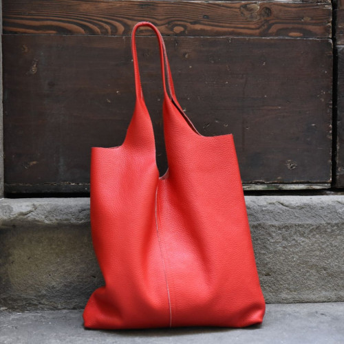 Leather shopping bag