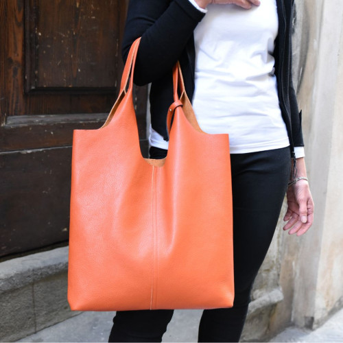 Leather shopping bag