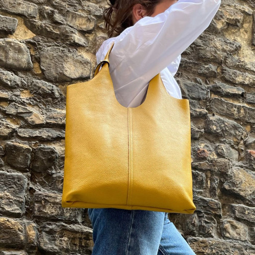 Leather shopping bag