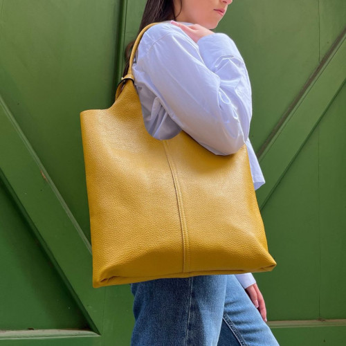 Leather shopping bag