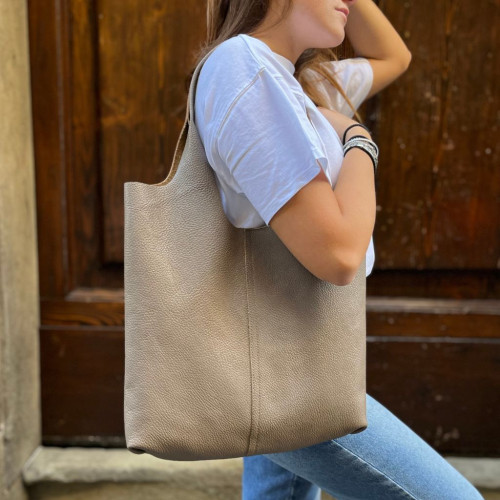 Leather shopping bag