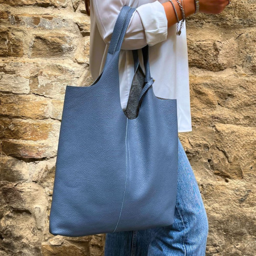 Leather shopping bag
