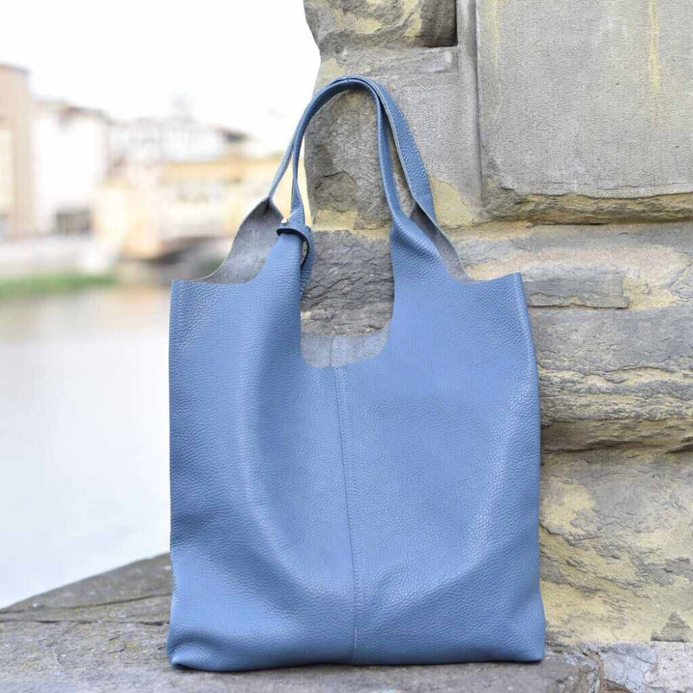 Leather shopping bag