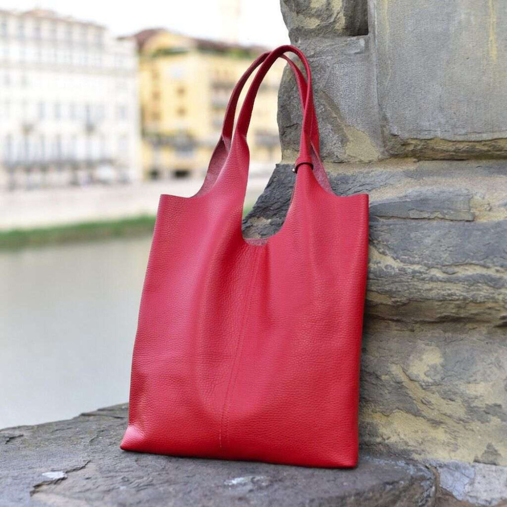 Leather shopping bag