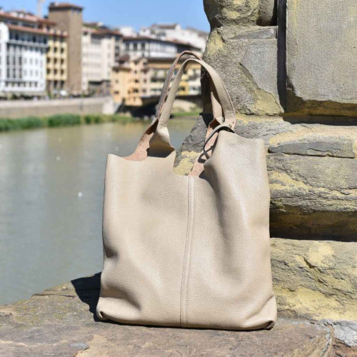 Leather shopping bag