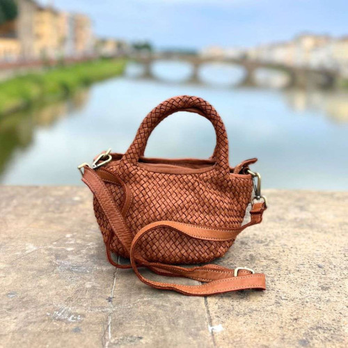 Borse in Pelle Lavata Colore Marrone Mogano