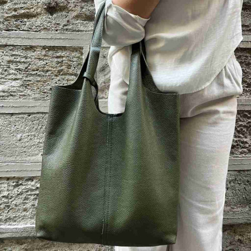 Leather shopping bag