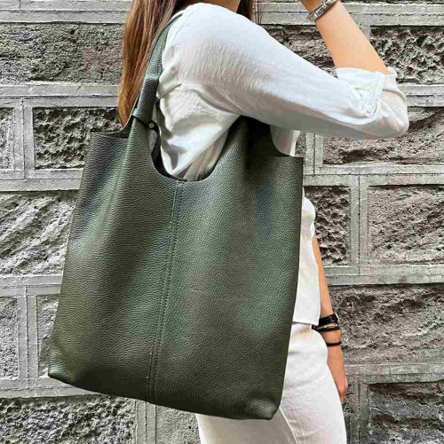 Leather shopping bag