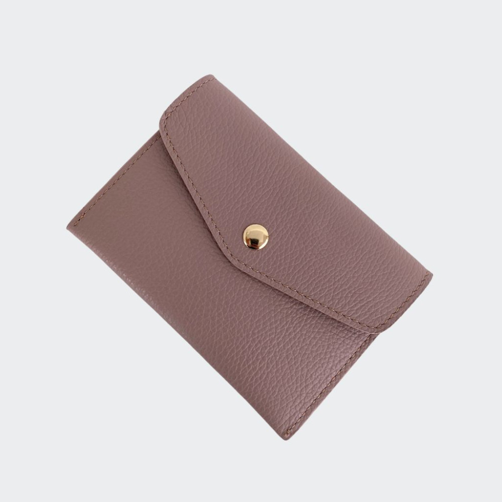 Leather wallet with botton medum size