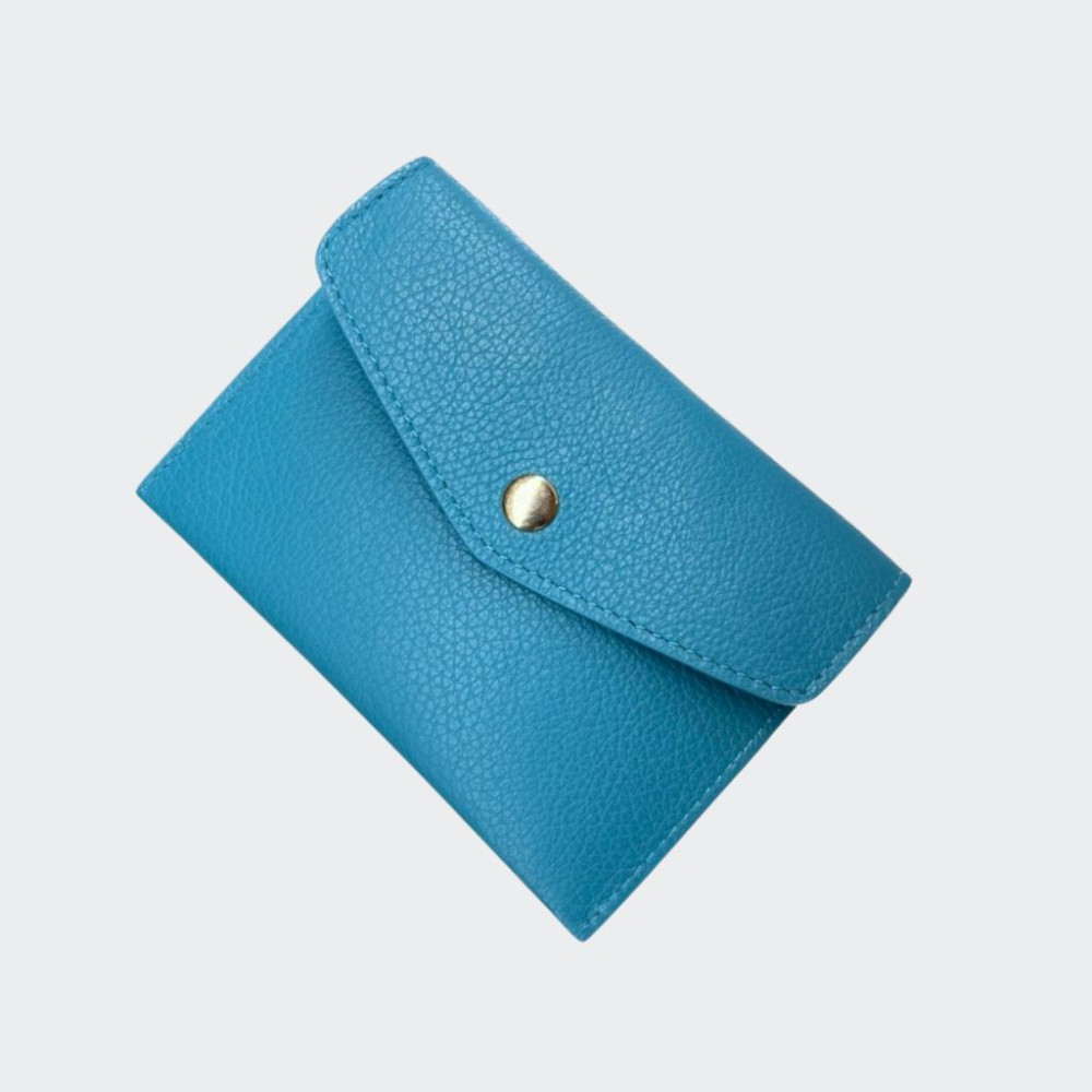 Leather wallet with botton medum size