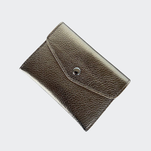 Leather wallet with botton medum size