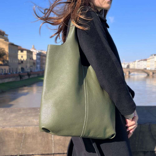 Leather shopping bag