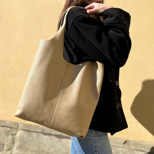 Leather shopping bag