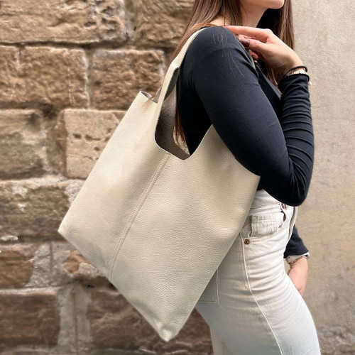 Leather shopping bag