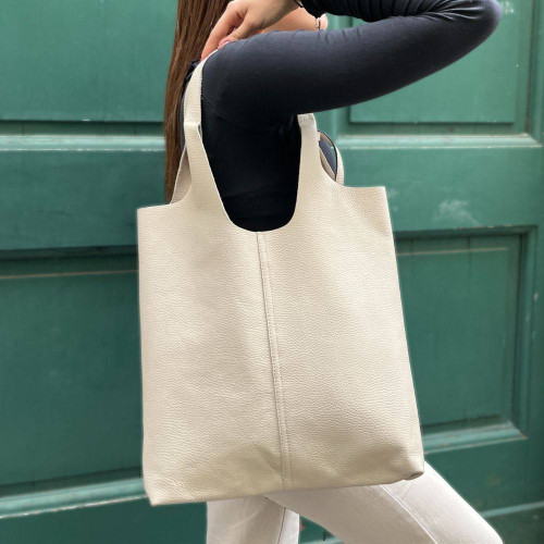 Leather shopping bag