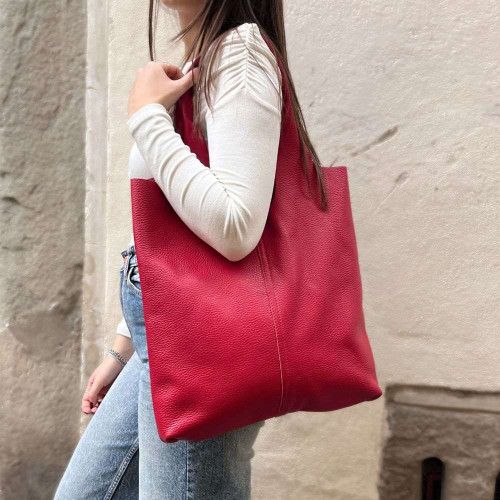 Leather shopping bag