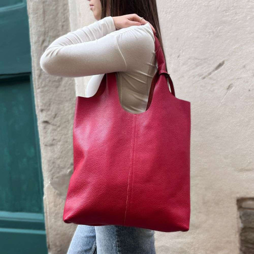 Leather shopping bag