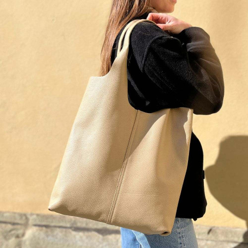 Leather shopping bag