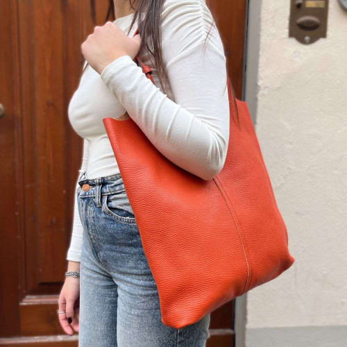 Leather shopping bag