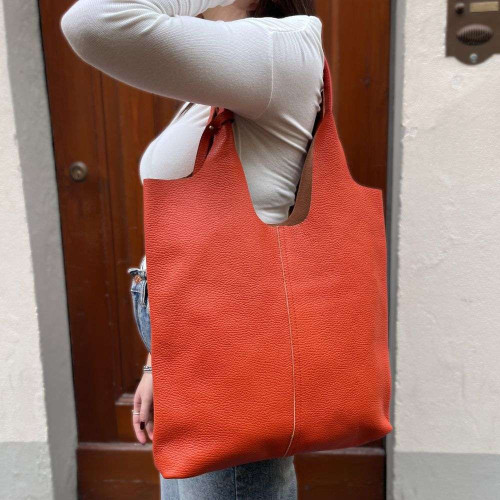 Leather shopping bag